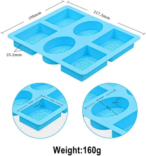 Miniatura 2 de Moldes de jabón para hacer jabón, paquete de 2 moldes de silicona para jabón, molde de jabón hecho a mano, rectangular, ovalado y formas de flores