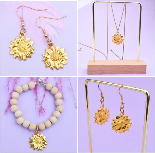 Miniatura 5 de BronaGrand 60pcs Sunflower Pendant Charms Alloy Sunflower Bead Charms Flower Charms Pendants Craft Supplies for DIY Jewelry Earrings Necklace Dorado