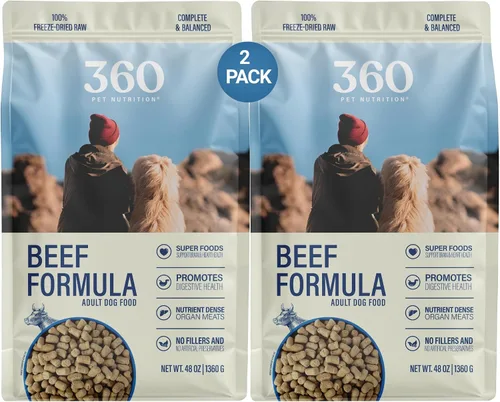 Miniatura 23 de 360 Pet Nutrition Alimento crudo liofilizado para perros – Receta de carne de res con hígado y órganos, alta proteína con omega-3, frutas, verduras
