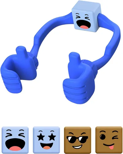 Miniatura 13 de Relleno de calcetines para adolescentes, niños y niñas, soporte para teléfono celular: soporte de pulgar perezoso ajustable con pulgares hacia Azul