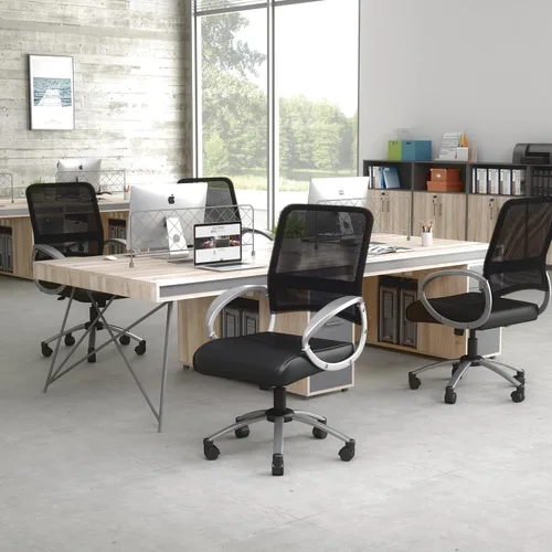 Miniatura 2 de Boss Office Products Silla de trabajo con respaldo de malla con acabado de peltre en negro