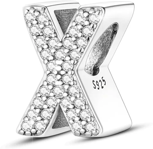Miniatura 116 de PARCOM Dijes de letras compatibles con pulseras Pandora de plata esterlina S925 con iniciales para pulseras del alfabeto A-Z, cuentas de letras