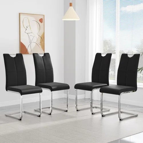 Miniatura 33 de yeag Juego de Sillas de Comedor Modernas de 2 Unidades, Sillas de Cocina y de Sala de Estar con Respaldo Alto, con Patas de Metal Cromado Dorado