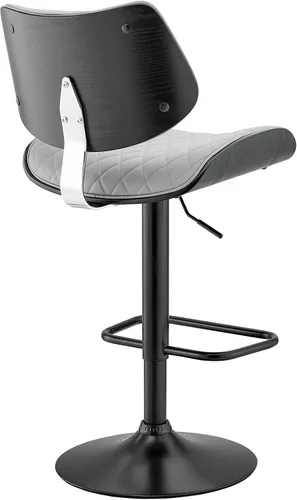 Miniatura 6 de Armen Living Leland Taburete ajustable de piel sintética negra y acabado cromado