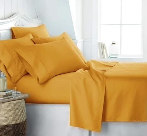 Miniatura 25 de KBC linen Juego de sábanas de lujo de 6 piezas para hotel, 100% algodón, sábana bajera ajustable de 21 a 24 pulgadas, sin arrugas, juego de ropa