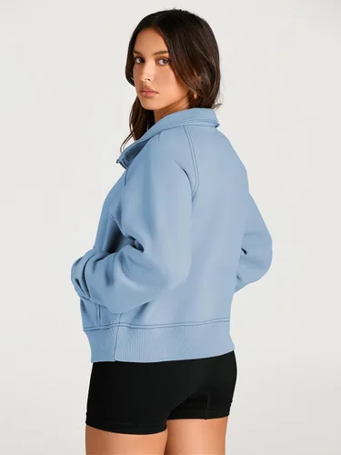 Miniatura 5 de AUTOMET Womens Sweatshirts Half Zip Cropped Pullover Fleece Quarter Zipper Hoodies Fall outfits Clothes Thumb Hole