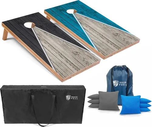 Miniatura 11 de Tailgating Pros Juego de tablero de Cornhole ligero con diseño piramidal con bolsas de frijoles y estuche de transporte, juego de cornhole