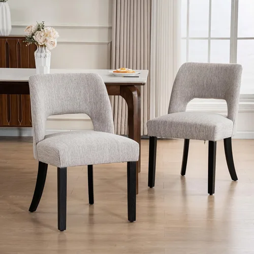 Miniatura 16 de VKNOW Juego de 2 sillas de comedor de madera, silla de comedor tapizada en tela moderna, silla de cocina, silla de cena de granja para cocina y Verde
