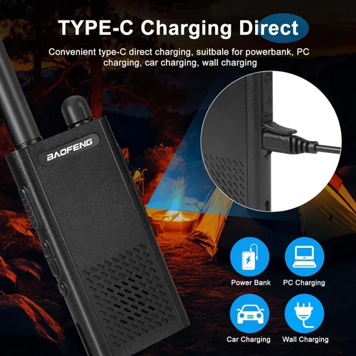 Miniatura 5 de Baofeng T26 Walkie Talkies de Largo Alcance, Batería Recargable de Iones de Litio, 16 Canales FRS, Radios Bidireccionales con Auriculares para Paq