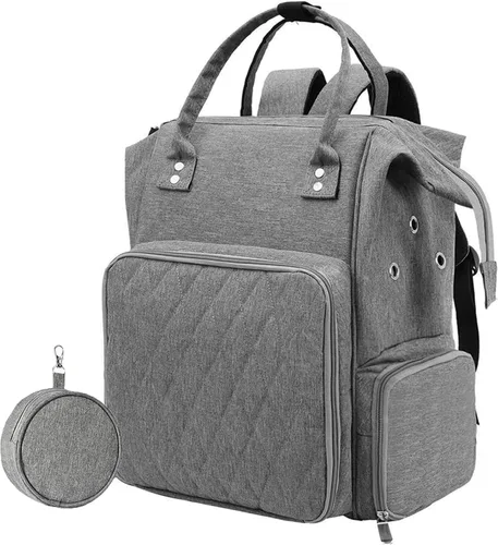 Miniatura 7 de Mochila organizadora de proyectos para tejer accesorios de suministros de ganchillo, bolsa organizadora de almacenamiento de hilo, bolsa Rosa & Gris