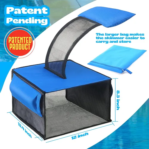 Miniatura 5 de Atrapa hojas de piscina 2 en 1 con rampa de escape para salvar animales, limpiador desnatador de red flotante para hojas para limpieza de superficie