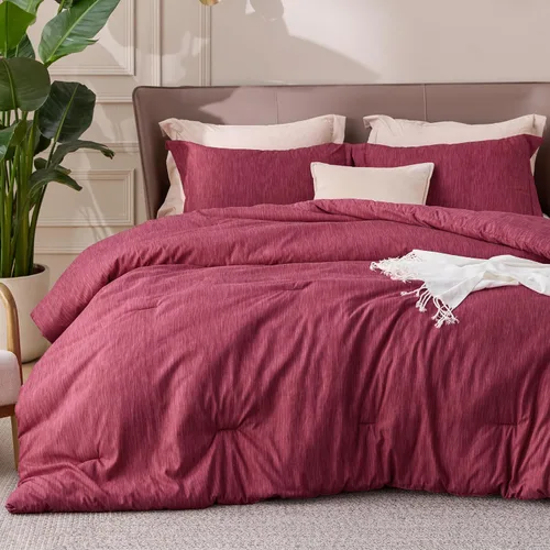 Miniatura 12 de Bedsure - Juego de edredón queen - Juego de ropa de cama refrescante y cálida, ropa de cama reversible gris claro para todas las estaciones, 3 03
