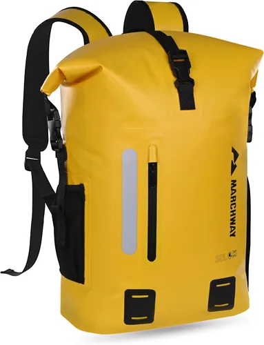 MARCHWAY Mochila impermeable con parte superior enrollable, bolsa seca flotante de 20L/30L/45L con base rectangular ergonómica, espalda acolchada,