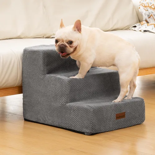 Miniatura 7 de Aodisman Escaleras para perros pequeños, escaleras antideslizantes de 3 escalones para mascotas para sofá, sillón y silla, escaleras para cama