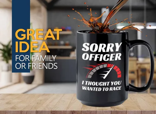 Taza de café Racer de 15 onzas, color negro, con texto en inglés "Wanted To Racer" - Fuel Speed Racer Car Guys Circuit Automotriz Racing Boy Regalos