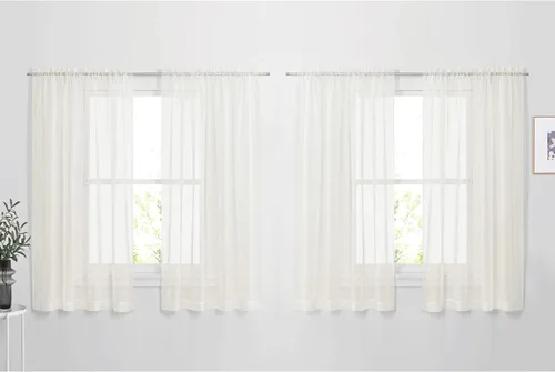 Miniatura 29 de NICETOWN Cortinas traslúcidas de gasa para ventana de dormitorio, bolsillo para barra, elegantes cortinas traslúcidas ligeras que llegan al suelo