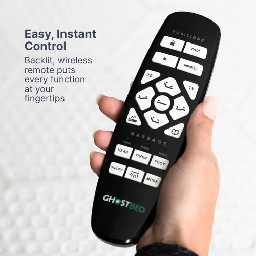 Miniatura 5 de GhostBed Base de cama ajustable y base de alimentación con control remoto inalámbrico, ajustes de gravedad cero y masaje, puertos USB, tamaño King