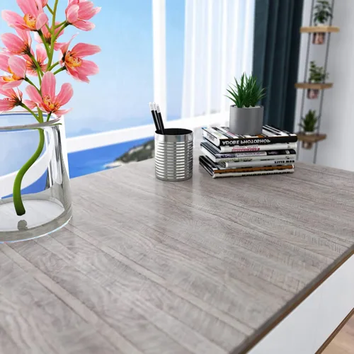Miniatura 7 de VEELIKE Papel tapiz de madera gris de 15.7 x 118 pulgadas, papel tapiz bohemio extraíble, impermeable, grueso, patrón geométrico para muebles