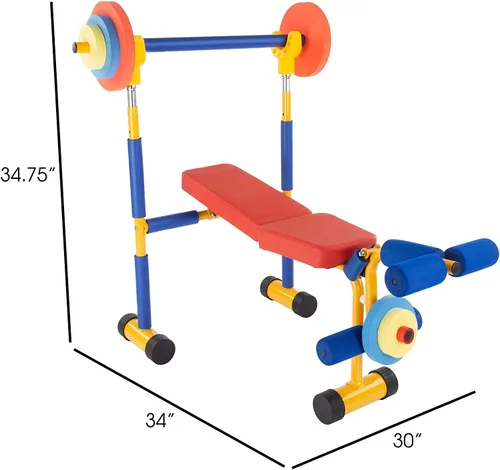 Miniatura 8 de Kids Fun And Fitness - Juego de mancuernas ajustables, juego de banco de pesas ajustable, adecuado para niños de 6 a 9 años en jardín de infantes