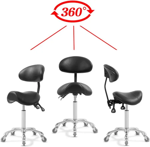 Miniatura 6 de Antlu Taburete Silla con Ruedas con Soporte para la Espalda, Taburete de Silla Dental de Esteticista Tatuaje, Sillas de Pestañas para Técnico