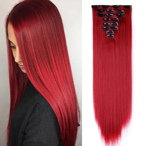 Miniatura 19 de S-noilite Extensiones de cabello sintético largo y lacio con clip de 23 a 26 pulgadas, 8 unidades, 18 clips, para mujeres, entrega de 2 a 5 días
