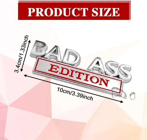 Miniatura 2 de Adhesivo de emblema de coche, pegatinas de calcomanías de metal para autos, pegatinas de emblemas 3D, emblema de edición Bad Ass, etiqueta de rojo