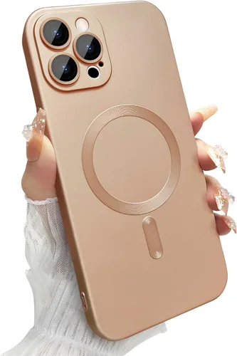 Miniatura 11 de Funda magnética ankofave para iPhone 14 Pro Max, funda para teléfono para mujeres, diseño mate de lujo suave con lustre metálico y protector