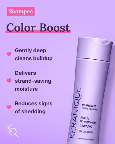 Miniatura 3 de Keranique Juego de champú y acondicionador tratado con color con spray para engrosar el cabello, juego de refuerzo de color enriquecido