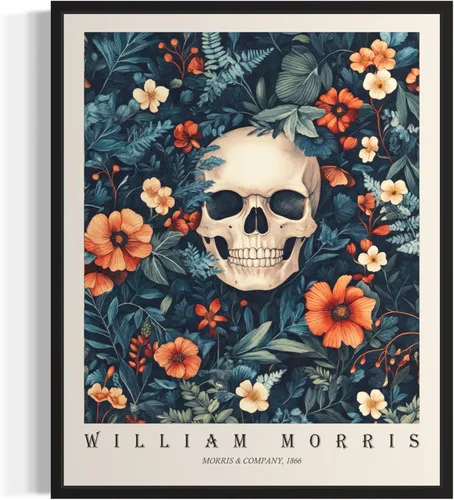 Miniatura 18 de Póster con impresión artística de gato negro, estilo William Morris, floral retro de mediados de siglo, botánico, victoriano, Academia oscura