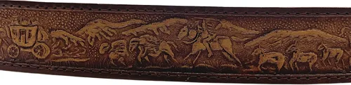 Miniatura 2 de Needzo Trail Rider - Cinturón de cuero decorativo, diseños intrincados tallados, ropa de vaquero occidental para hombres y mujeres, cinturones