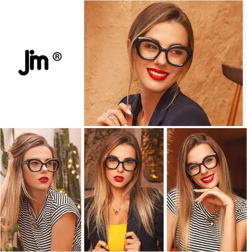 Miniatura 2 de JM Gafas de lectura con ojo de gato para mujer, lectores de computadora con bloqueo de luz azul con bisagra de resorte Paquete de 2 fotocromáticos