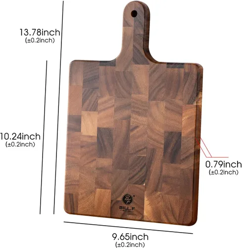 Miniatura 6 de Tabla de cortar de grano final con mango para carne, tabla de queso, verduras, pan, tabla de servir de madera decorativa para cocina y comedor, 13 x