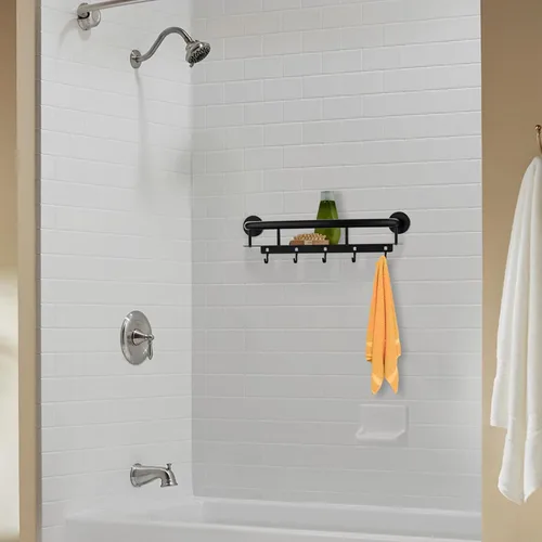 Miniatura 7 de Barra de Agarre para Ducha Negra con Estante de 18 Pulgadas, Zepolu Estante para Champú de Acero Inoxidable con Barra de Agarre, Estantes de Baño