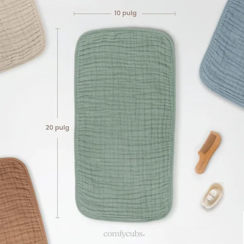 Miniatura 3 de Comfy Cubs - Juego de paños de muselina para eructos de 20 x 10 pulgadas, paquete de 10, tamaño grande, 6 capas, 100% algodón, absorbentes, seguros