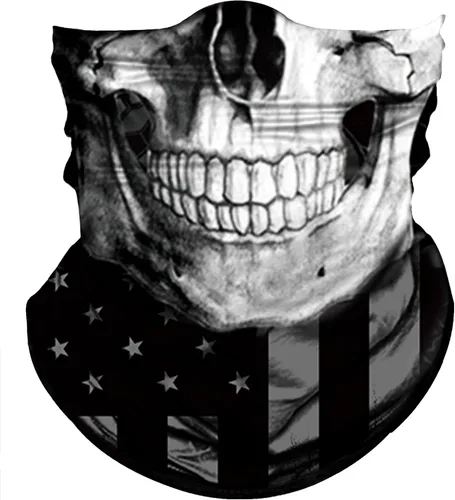 Obacle Bandana máscara facial cuello polaina tubo máscara hombres mujeres para protección solar contra el polvo Bandera de calavera blanca y negra