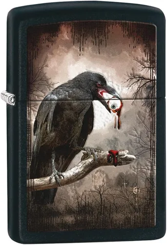 Miniatura 20 de Encendedores Zippo Lobo Emblema de lobo y cráneo cromado cepillado