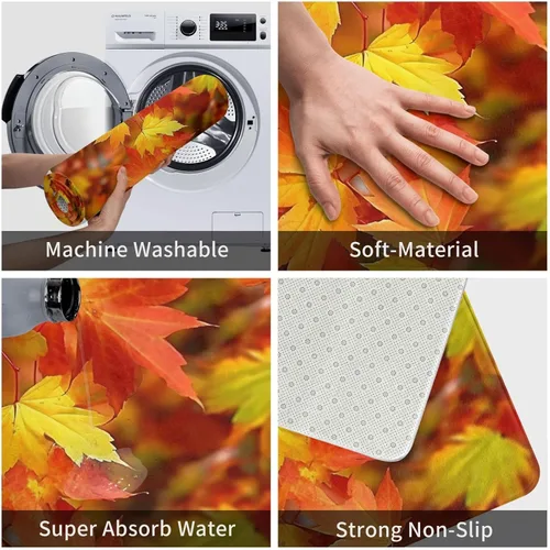 Miniatura 5 de Autumn Leaves of Maple Print Front Door Mat Absorbent Bathroom Rug Non Slip Indoor Doormat for Entryway Garage Patio 16 X 24in