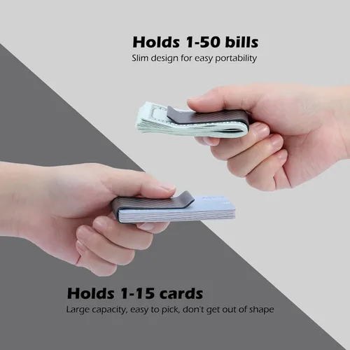 Miniatura 12 de Travelambo Cartera de bolsillo frontal con clip de fibra de carbono para dinero, cartera minimalista delgada para tarjetas de crédito