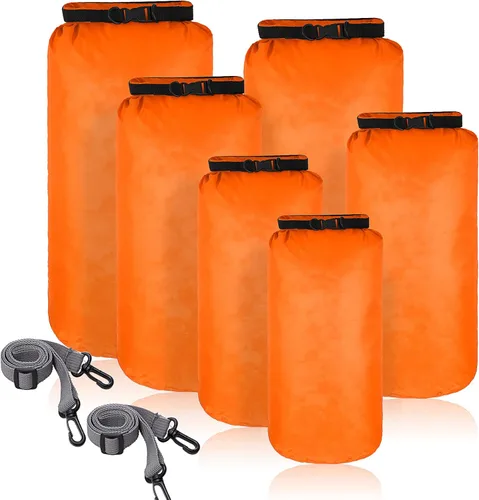 Miniatura 9 de Shappy Juego de 6 bolsas secas impermeables, ligeras, herméticas, con sacos de 20 L, 15 L, 10 L, 8 L, 5 L, 3 L y correa de hombro larga ajustable