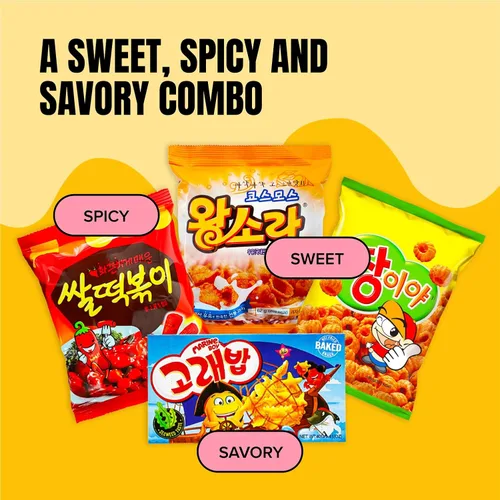 Miniatura 5 de Korean 4 Snacks Arroz picante Tteokbokki, Jjangiya, Snack en forma de concha, golosinas para niños marinos, estudiantes universitarios, adultos