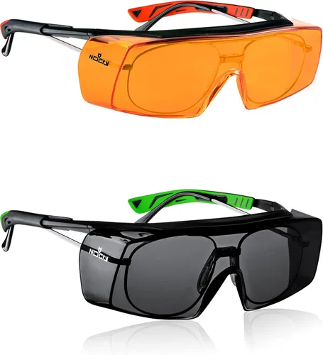 NoCry Gafas de seguridad con bloqueo de luz azul con lentes anaranjadas antivaho resistentes a los arañazos; ANSI Z87.1 y gafas de seguridad