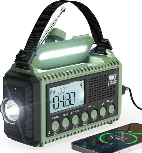 Radio de Emergencia 12000, Radio Meteorológica NOAA con AM/FM/NOAA/SW, Radio Operada por Batería SOS, Radio de Emergencia de Manivela Manual con 5