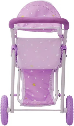 Miniatura 8 de Olivia's Little World Cochecito de Muñeca Bebé estilo jogging con toldo, cinturón de seguridad y espacio de almacenamiento, morado y blanco