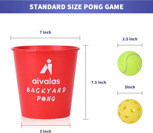 Miniatura 2 de Aivalas Yard Pong Outdoor Games, Giant Yard Games Set with 12 Buckets and Balls for Adults and Family, Toss Game Throwing Games for Beach, Camping