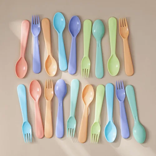 Miniatura 6 de Juego de utensilios de 12 piezas para niños pequeños, cucharas y tenedores de plástico para niños, cubiertos seguros para niños, aptos