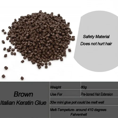 Miniatura 3 de Pegamento de queratina italiana para cabello adhesivo para uñas de fusión caliente, extensiones de cabello con punta en I, 2.82 oz- marrón