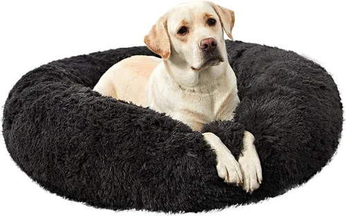 Miniatura 18 de ANWA - Cama redonda para perro mediano, lavable, cama tipo dona para perro grande, cómoda, acogedora y relajante Blanco