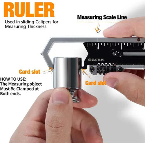 Miniatura 6 de Llavero pequeño multiherramienta con llave ajustable de bolsillo 9 en 1 para tornillos con mini palanca extractor de clavos herramienta calibrador