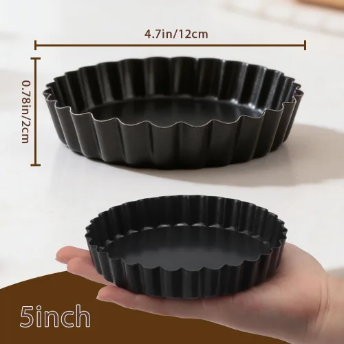 Miniatura 2 de Paquete de 6 mini sartenes para tartas de 5 pulgadas con parte inferior extraíble, antiadherentes redondas, lados estriados resistentes