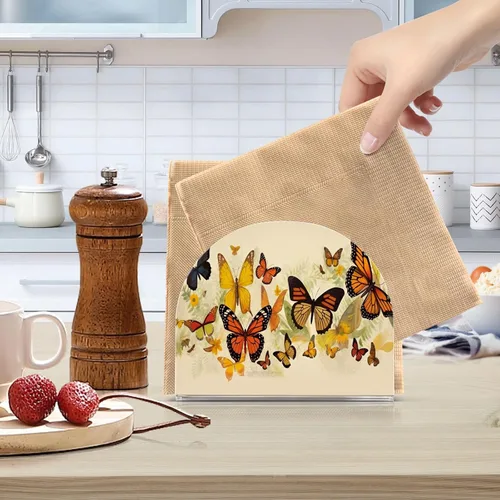 Miniatura 6 de Napkin Holder Butterfly Flower Napkin Holders for Tables, Clear Acrylic Napkin Holders Cocktail Napkin Holder for Kitchen Restaurant Bar Home Decor
